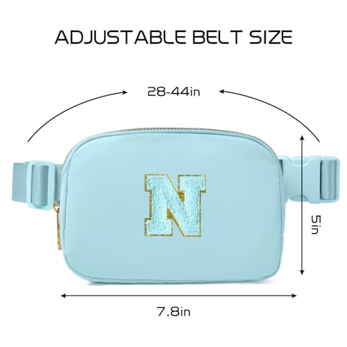 Image of Gitus Gifts for 8 9 10 11 12 Year Old Girls Belt Bag Fanny Pack Crossbody Bags with Initial Letter Patch Cute Stuff Birthday Gifts for Teen Girls Women Personalized Trend Stuff (Icing Blue-N)