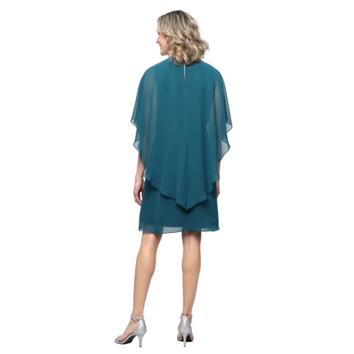 Image of S.L. Fashions Women's Capelet Cascade Sleeve Dress with Beaded Cutout Neckline, Special Occasion Dress