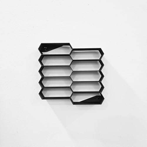 Image of 10-Car Hexagon Wall Display Rack for Hot Wheels & 1:64 Diecast Cars | Stackable Honeycomb Shelf Organizer for Toy Car Collectors & Wall Decor