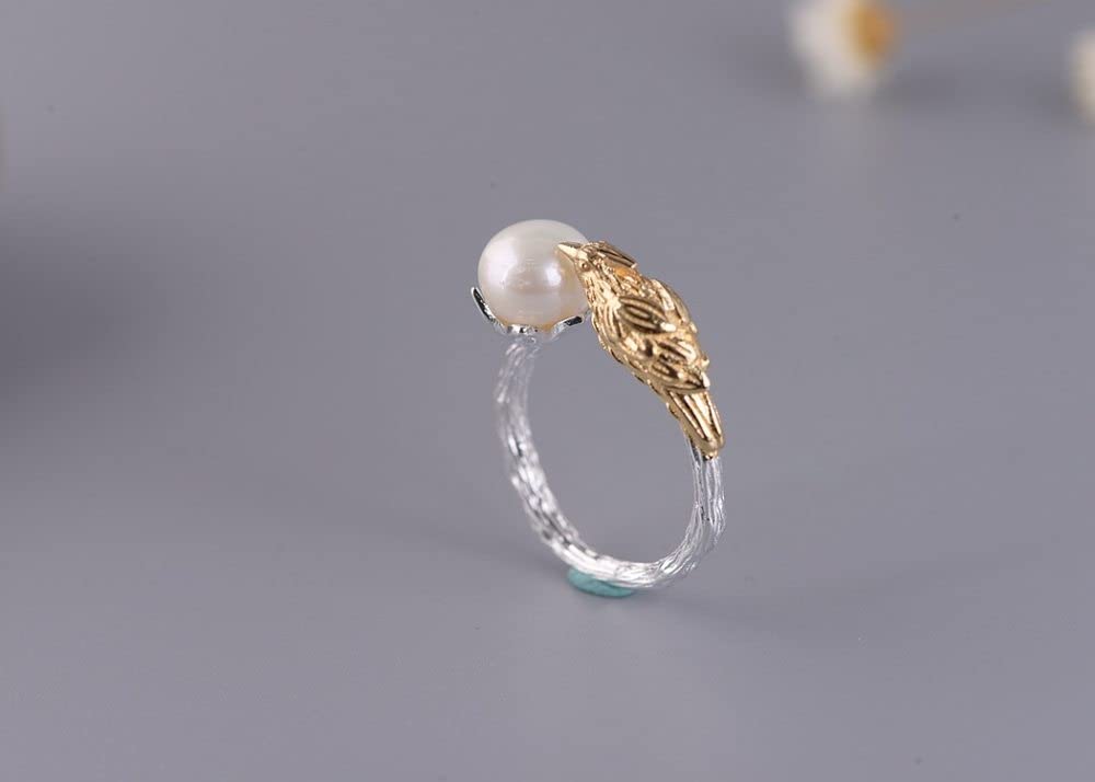 Anello In Argento 925 Da Donna,S925 Anello In Argento Sterling Placcato Oro Con Uccellino Anelli Regolabili Anello Per Dito Indice In Argento Anello Per Eternità Fascino Per Matrimonio Gioielli Reg