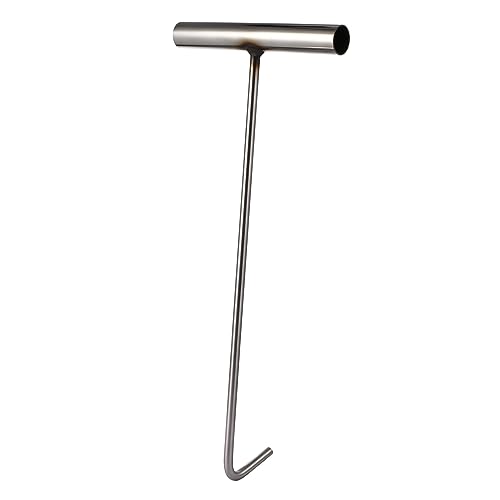 Garneck Heavy Duty T-Handle Manhole Cover Hook - Stainless Steel Manhole Hook Tool T Shape Manhole Puller for Lifting and Moving Metal Hook Tool 38cm 1Pc