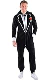 Tipsy Elves Men's Bachelor Party Tuexdo Onesie Costume - Men's Tuxedo Jumpsuit Bachelor Party Outfit (Medium)