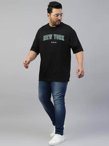 Image of Veirdo Men's Cotton Half Sleeve Plus Size Printed T-Shirts with NY & USA Designs, Stylish Comfortable & Durable Tees, Available in 2XL to 5XL Sizes