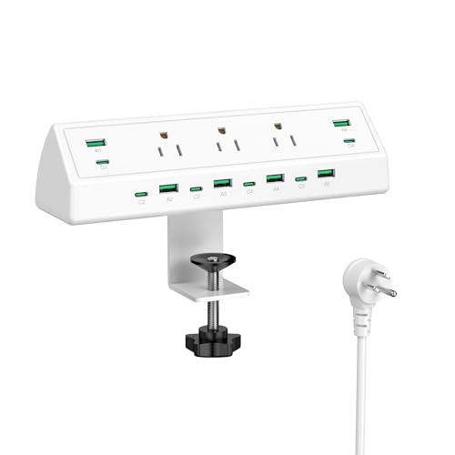 Image of Jgstkcity 90W Desk Clamp Power Strip,12 USB Ports (6 PD 45W USB-C),Surge Protector,ETL Listed Power Hub Extension Cord,Fast Charging Station for Home Office Desk Edge Mount (White, 12 USB-90W)