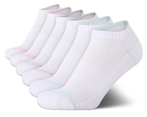 Image of Nautica Womens Low Cut Socks - 6 Pack Soft Stretch Breathable Mesh Cushioned Athletic Performance No Show Socks for Women