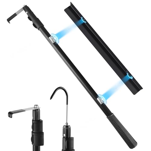 Kojcijs Magnetically Mounted 6.3 Ft Truck Cargo Grabber Reach Retriever Tool with Two Hooks, Pickup Truck Bed Heavy Duty Truck Accessories Telescoping Pole