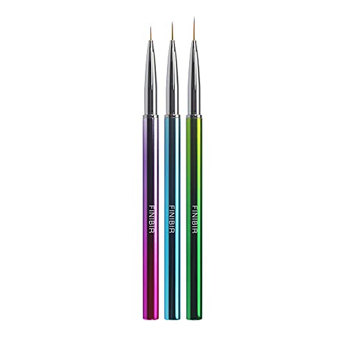 finibir, Nail Art Line Painting Brush 3pcsset DIY Acrylic UV Gel Brushes Drawing Flower Line Grid Manicure Tools