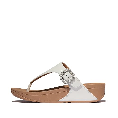 Image of FitFlop Women's Lulu Crystal-Buckle Leather Toe-Post Sandal