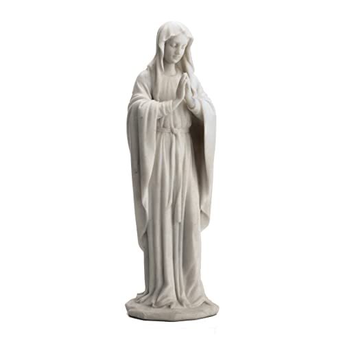 Estatua Virgen María Resina Blanco Mármol 11.75 in miniatura 2