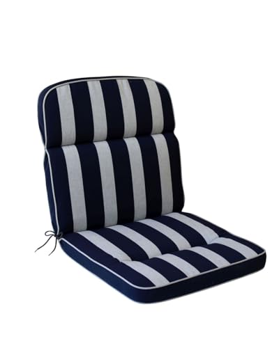 KETTtex EXKLUSIV Auflage Niederlehner Blau Gestreift I Gartenstuhl Polster 100x50x7cm I KTH3 Sitzauflage weich & pflegeleicht I UV-beständige Stuhlauflage I...