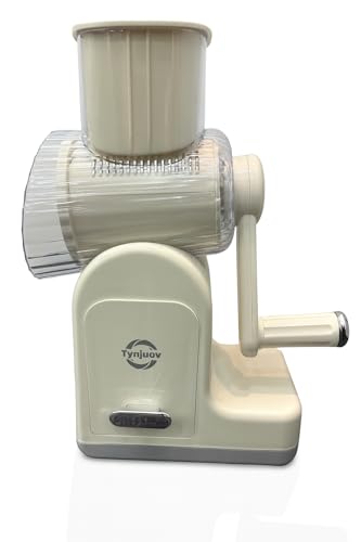 Tynjuov Off-White Cheese Grater Hand Crank, Rotary Cheese Shredder & Vegetable Chopper, Kitchen Gadgets Multi-Function Graters for Kitchen