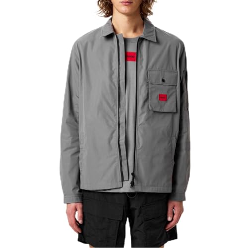 Image of Hugo Men's Cotton Mix Canvas Zip Up Overshirt
