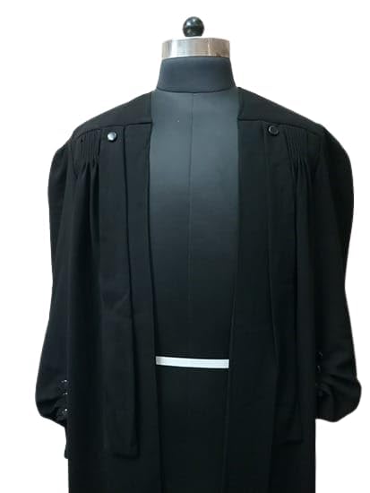 Image of Advocate Butter Crepe Gown Professional Lawyer Court Gown Legal Wear Court Dress for Lawyers Advocates Unisex Black