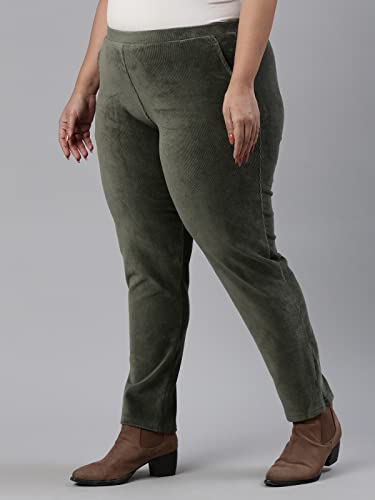 Image of GO COLORS Solid Corduroy Treggings for Women | Warmtech, Mid Rise, Side Pocket