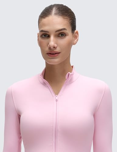 Image of CRZ YOGA Butterluxe Cropped Athletic Jackets | Extremely Soft, Slim Fit, Full Zip, Mockneck, Thumb Holes, for Women