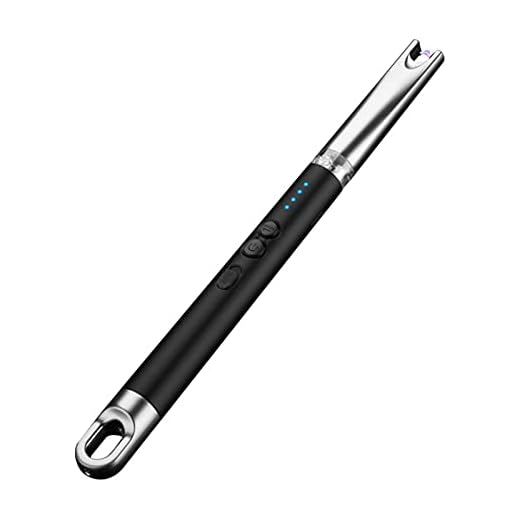 ERYUE Encendedor de arco eléctrico sin llama con luz LED Encendedor de velas recargable USB Seguro a prueba de viento Encendedor largo con pantalla de batería para cocina Camping Senderismo Barbacoa E