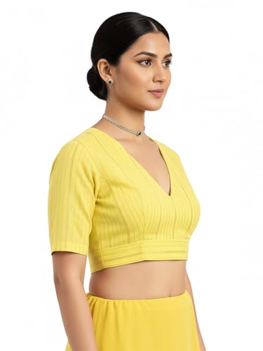Image of Thevasa Women's Everyday Divine Depth V Neck Half Sleeves Blouse