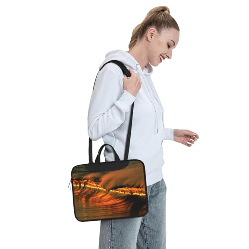 Sac ordinateur 13 pouces à bandoulière imprimé vagues au crépuscule pour PC et Mac