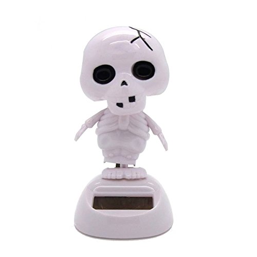 Starlet24 Solar Wackelfigur Solarfigur tanzende, wippende solarbetriebene Figur als Dekoration für Fensterbank, Armaturenbrett, Hutablage und viele weitere Aufstellmöglichkeiten Skeleton weiß