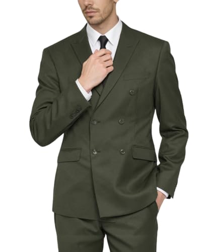 Double Breasted Suit for Men 2 Piece Slim Fit Dressy Business Blazer Mens Wedding Prom Suit Jacket Pants Set