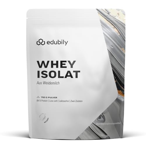 edubily® Whey Protein Isolat • Laktosefrei • Sehr gut lösliches Eiweißpulver ohne Kohlenhydrate & Zucker • Aus irischer Weidehaltung (750 g, Neutral)