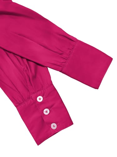 Image of Girls Button Down Shirt Puff Sleeves Blouse Summer Cute Top Doll Collar School Uniform, 4-13Y