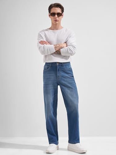 Image of Highlander Men Men's Straight Relaxed Fit Jeans | Stretchable | Everyday Comfort & Style| Jeans for Man|Premium Cotton Blend