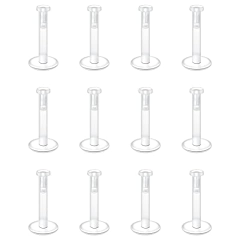 Briana Williams 12pcs 16G Transparente Labio Barras Studs Retenedores Flexible Acrílico Labret Monroe Tragus Helix Cartílago Anillos Piercing de Nariz Joyería Cover