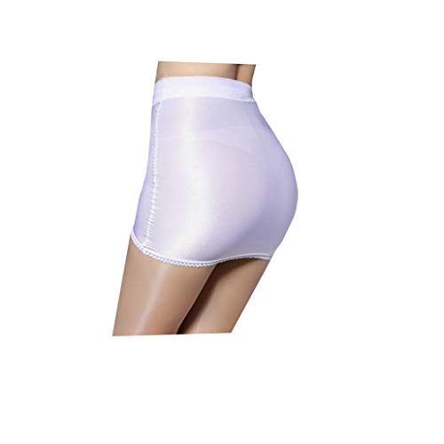 Long-Perfect Womens Super Shiny Shaping Miniskirt Oily Bright Shimmery Stockings Skirt (White) #TOP2