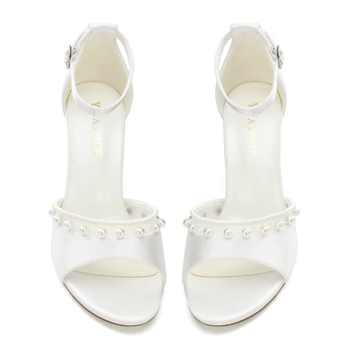 Block Heel Wedding Shoes for Bride Open Toe Bridal Shoes Ankle Strap Wedding Heels2