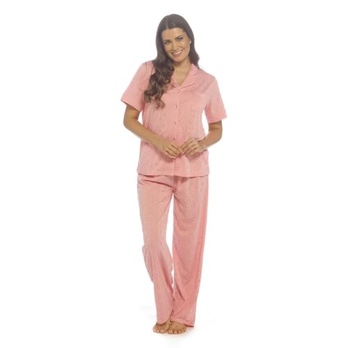 Pyjama brodé anglais anti-chaleur : tricot extensible léger pour éviter la transpiration d'été