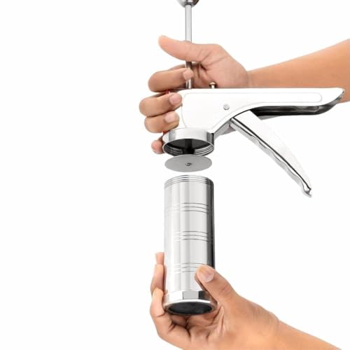 Image of ADIMORA‎ Stainless Steel 15-in-1 Kitchen Press Sev Sancha with 15 Jali Discs - Murukku, Chakli, Sev, Bhujia, Gathiya & Idiyappam Maker | Noodles & Cookie Press | Heavy Duty Snack Maker...
