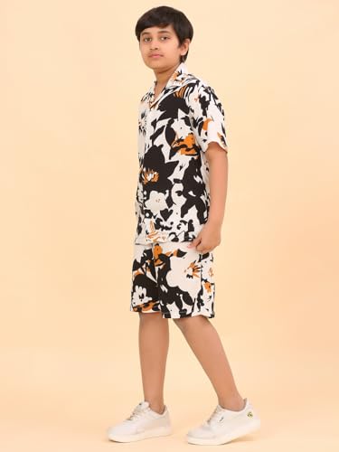 Image of Ninos Dreams Boys Cotton Rayon Halfsleeves Coord Set with Shirt & Shorts /Boys Vacation wear /boys co ord set /Boys Tropical print Shirt & Shorts set /Boys Clothing Set
