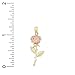 Gold Long Stem Rose Charm - Rose Pendant - Mother's Day Gift, Birthday Gift - Flower Dangle Charm -10 Karat Solid Gold (Style 1)