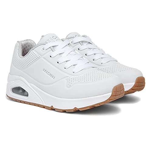 Skechers Baskets Tendance D'Lites Biggest Fan pour Femme, Bordure synthétique Blanche, 12 UK Child