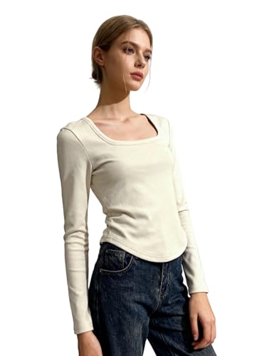 Image of Venzina Women's Thermal Top Double-Sided Fleece Long Sleeve T-Shirt Warm Soft Stretchable Slim Fit Base Layer for Fall & Winter I Casual, Office