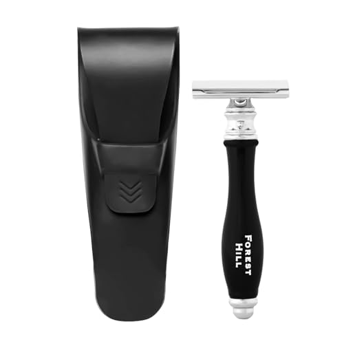 Image of Forest Hill Luxury Chrome Finish Double Edge Stainless Steel Manual Shaving Razor With Silicone Protective Cover For Men, Compatible With All Double Edge Safety Blades, Ideal For Home & Salon