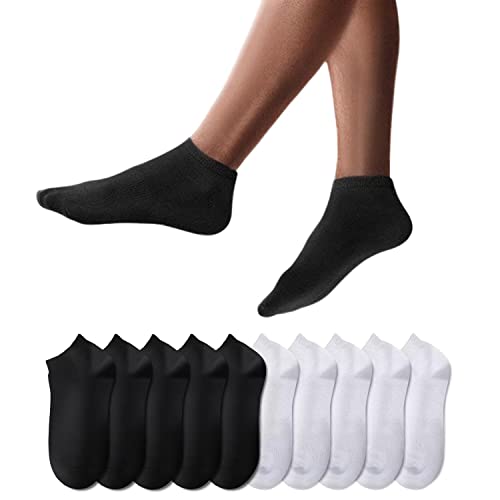 YouShow Sneaker Socken Herren Damen 10 Paar Kurze Halbsocken Quarter Baumwolle Unisex(Schwarz und Weiß,43-46) 1
