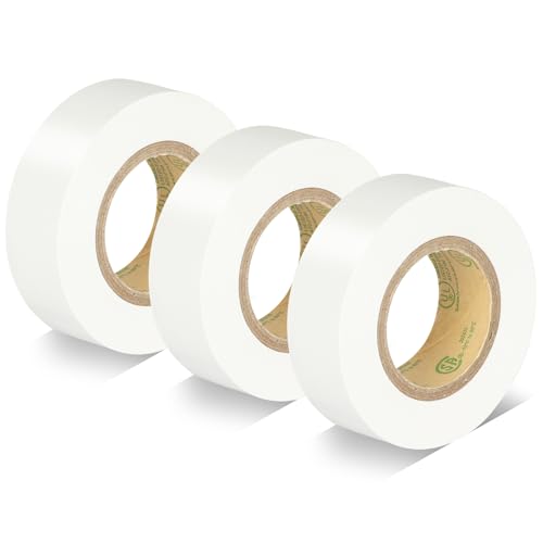 White Electrical Tape, 0.7in X 33ft (3 Pack)