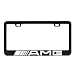 Deselen - LP-BS17PB - Stainless Steel License Plate Frame with Screw Caps Cover Set for AMG, Matte Black (2 Pieces)