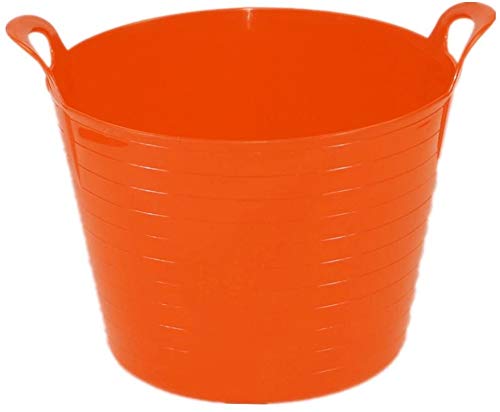 KetoPlastics - Pack of 5 x 26 Litre Flexi Tub Garden Home Flexible Colour Rubber Storage Container Bucket Polyethylene Flex Tub- MADE IN U.K (Orange)