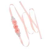 FOMIYES Cinturón de Maternidad con Flores y Cristales para Boda Cinturón de Perlas Elegante para Mujer Accesorio Versátil para Vestido de Novia y de Honor Bud