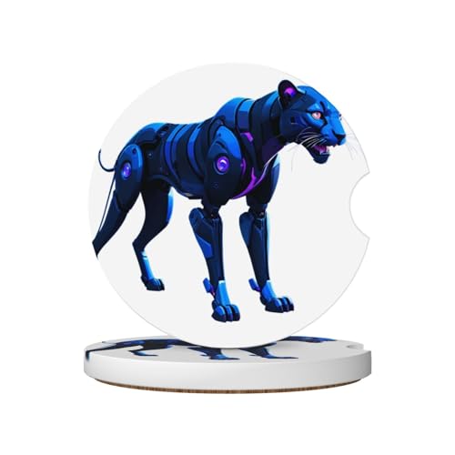 GGNKDL Robo-Panther - Posavasos para coche, 2 almohadillas de cerámica absorbentes antideslizantes para bebidas, decoración de coche