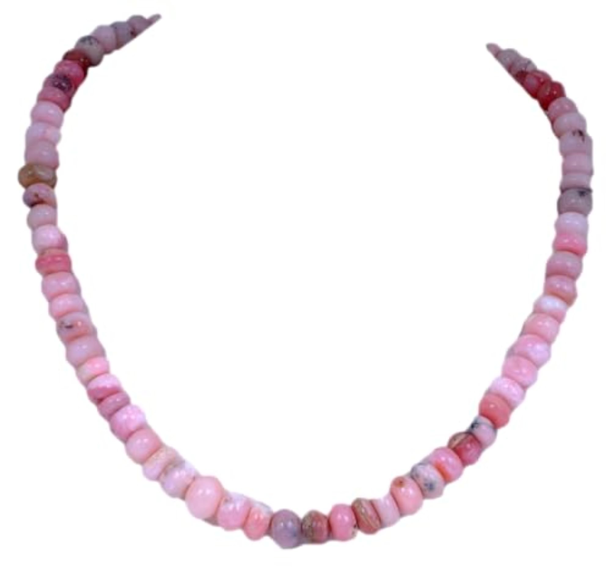 Jaipur Pink Opal Gemstone Round Cabochon Bead Necklace