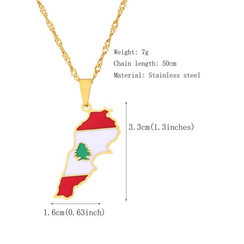 Fashion Stainless Steel Republic of Lebanon Map Pendant Necklace2