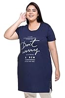 In Love Women's Longline Half Sleeve Plus Size Side Slits Side Pocket Printed Tshirts,PLSMTLP770B4_5XL,Heather Blue,5XL