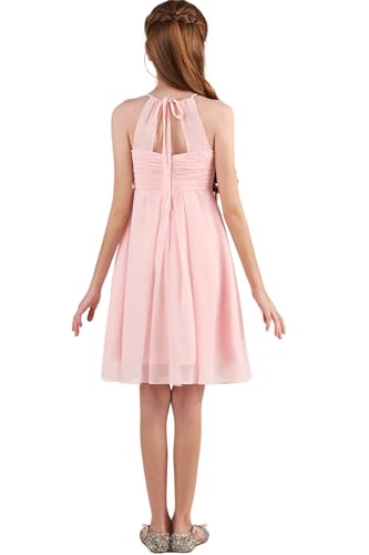Short Junior Bridesmaid Dresses for Wedding Chiffon Party Formal Dress Knee Length Flower Girl Dress with Pleated3