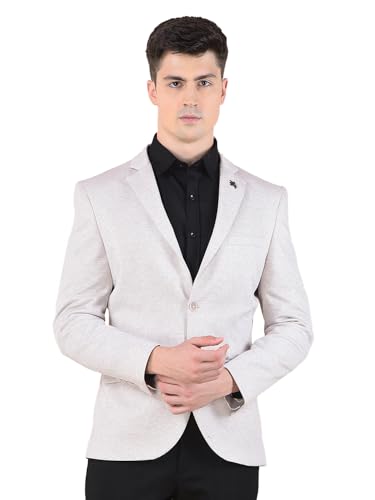 Image of Cantabil Blazer for Men | Premium Casual Blazer Slim Fit Notched Collar Terry Rayon Stretch Fabric Self Design Pattern (P MBZC00095)