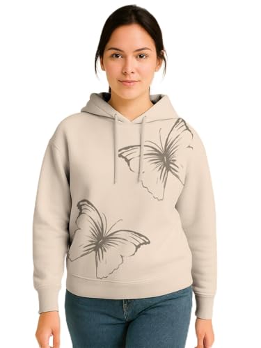 Image of HELLCAT Trendy Cotton Blend Hoodie for Women | Stylish Winter Hooded Sweatshirt for Women