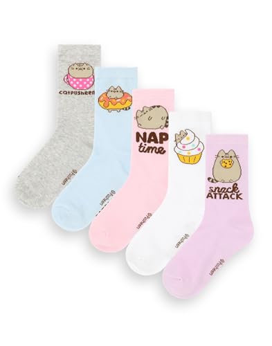 Chaussettes femme motif chat mignon Pusheen lot de 5 paires multicolores